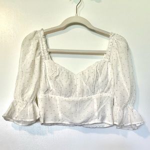 Jealous Tomato Smocked Crop Top White